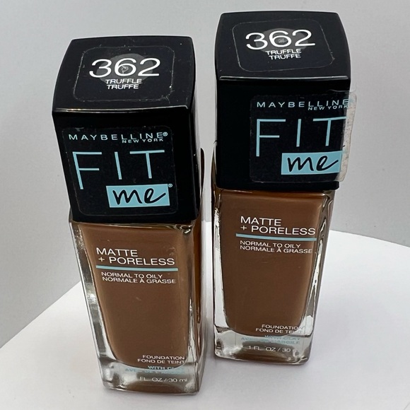 $6 🌸 (2) Maybelline Fit Me Foundation ~ 362 Truffle ~ Matte & Poreless ~ NEW - Picture 2 of 5
